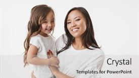  Presentation with mother and child health care - Slides with image of happy young asian background and a light gray colored foreground