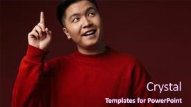  Presentation with happy image - Audience pleasing slide set consisting of image-of-happy-young-asian backdrop and a wine colored foreground