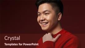  Presentation with happy image - Cool new PPT layouts with image-of-happy-young-asian backdrop and a tawny brown colored foreground