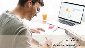  Presentation with happy image - Theme featuring image-of-happy-young-man background and a lemonade colored foreground