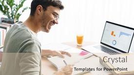  Presentation with happy image - PPT layouts consisting of image-of-happy-young-man background and a lemonade colored foreground