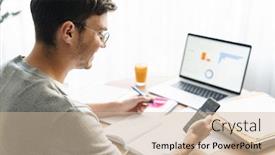  Presentation with happy image - Beautiful slides featuring image-of-happy-young-man backdrop and a soft green colored foreground