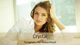  Presentation with happy image - Amazing presentation having image of happy young woman looking at camera backdrop and a coral colored foreground