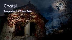  Presentation with haunted - Presentation design consisting of image of haunted house - good background and a wine colored foreground
