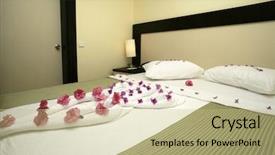  Presentation with hotel security - Slide set with image of hotel room background and a mint green colored foreground