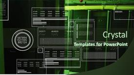  Presentation with technology infographic - Presentation theme featuring image-of-hud-screens background and a tawny brown colored foreground