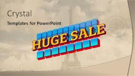  Presentation with postcard - Slide set having image-of-huge-sale-text background and a soft green colored foreground