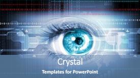  Presentation with high tech technology - Presentation theme having image of human eye technology background and a teal colored foreground
