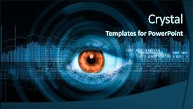  Presentation with high tech technology - Slide set featuring image of human eye technology background and a navy blue colored foreground