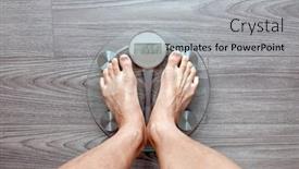  Presentation with electronic - Colorful presentation theme enhanced with image-of-human-feet-standing backdrop and a light gray colored foreground