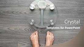  Presentation with electronic - Beautiful PPT theme featuring image-of-human-feet-standing backdrop and a gray colored foreground