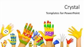  Presentation with colorful hands - Slide deck enhanced with image of human hands background and a white colored foreground