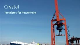  Presentation with shipping - PPT layouts consisting of image-of-industrial-shipping-port background and a ocean colored foreground