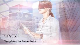  Presentation with virtual reality - Slide deck with image of interface on abstract background and a lemonade colored foreground