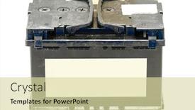  Presentation with battery - Beautiful slide deck featuring image of isolated car battery backdrop and a soft green colored foreground