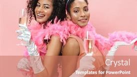  Presentation with african american women - Amazing PPT layouts having image-of-joyful-african-american backdrop and a coral colored foreground