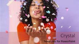  Presentation with confetti - Slide deck consisting of image-of-joyful-african-american background and a red colored foreground