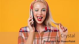  Presentation with joyful - Beautiful slide set featuring image-of-joyful-blonde-pinup backdrop and a coral colored foreground