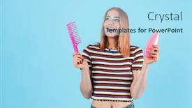  Presentation with shampoo - Presentation design with image-of-joyful-charming-girl background and a light blue colored foreground