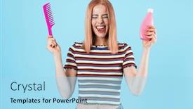 Presentation with shampoo - Slides having image-of-joyful-charming-girl background and a light blue colored foreground