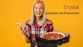  Presentation with joyful - Presentation with image-of-joyful-charming-pinup background and a gold colored foreground