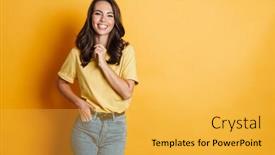  Presentation with eyes detection in an image - Presentation enhanced with image-of-joyful-charming-woman background and a yellow colored foreground