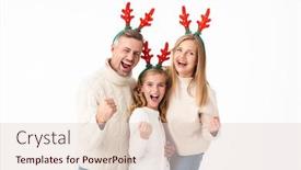  Presentation with antlers - Presentation theme having image-of-joyful-family background and a lemonade colored foreground