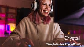  Presentation with computer vision video surveillance - Cool new slide deck with image-of-joyful-girl backdrop and a tawny brown colored foreground