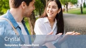  Presentation with multicultural - Colorful theme enhanced with image-of-joyful-multicultural-couple backdrop and a teal colored foreground