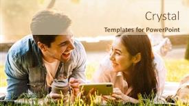  Presentation with takeaway coffee - Presentation design consisting of image-of-joyful-multicultural-couple background and a lemonade colored foreground