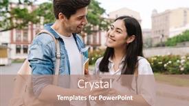  Presentation with multicultural - Presentation theme consisting of image-of-joyful-multicultural-student background and a coral colored foreground