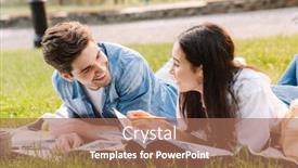  Presentation with multicultural - Colorful presentation enhanced with image-of-joyful-multicultural-student backdrop and a coral colored foreground