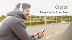  Presentation with railing - PPT theme with image-of-joyful-sportsman-using background and a light gray colored foreground