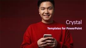  Presentation with joyful - Slide deck with image-of-joyful-young-asian background and a wine colored foreground