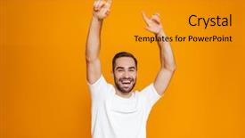  Presentation with beard - Cool new theme with image of joyous man 30s backdrop and a  colored foreground