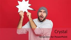  Presentation with blank backgroud - PPT layouts with image of joyous man 30s background and a  colored foreground