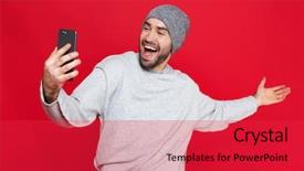  Presentation with beard - PPT layouts having image of joyous man 30s background and a  colored foreground