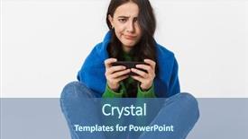  Presentation with colorful - Slides enhanced with image of joyous woman 30s background and a  colored foreground