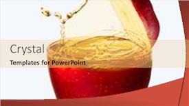  Presentation with fresh water splash green apple isolated white - Colorful slide set enhanced with alfresco dining table set backdrop and a gray colored foreground