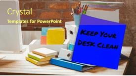  Presentation with clean - Presentation theme consisting of image-of-keep-your-desk background and a tawny brown colored foreground