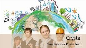  Presentation with school kids - Audience pleasing PPT theme consisting of image of kids of school age choosing profession elements of this image are furnished by nasa backdrop and a coral colored foreground