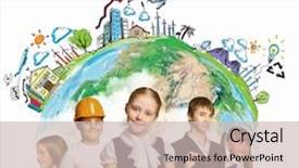  Presentation with school kids - Presentation featuring image of kids of school background and a soft green colored foreground