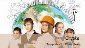  Presentation with school kids - Cool new PPT theme with profesiona - image of kids of school backdrop and a coral colored foreground