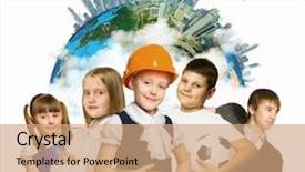  Presentation with school kids - Audience pleasing slide deck consisting of image of kids of school backdrop and a coral colored foreground