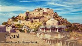  Presentation with india fort - Beautiful slide deck featuring image of kumbhalgarh fort rajasthan backdrop and a coral colored foreground