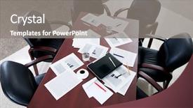 Presentation with conference table - Audience pleasing presentation theme consisting of image of large table backdrop and a gray colored foreground