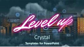  Presentation with image processing - Slides with image-of-level-up-text background and a ocean colored foreground