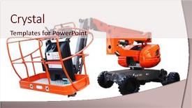  Presentation with machine - Colorful slide deck enhanced with image of lifting machine backdrop and a lemonade colored foreground