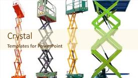  Presentation with machines - Presentation theme consisting of image of lifting machines background and a cream colored foreground