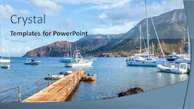  Presentation with boats - Cool new theme with image of lipari islands sicily italy jetty and boats backdrop and a light blue colored foreground